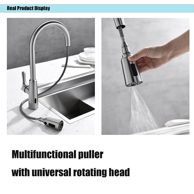 Smart Automatic Touch Sensor Water Tap Mixer Flexible Pull Out Kitchen Sink Faucet Water Saving Kitchen Taps