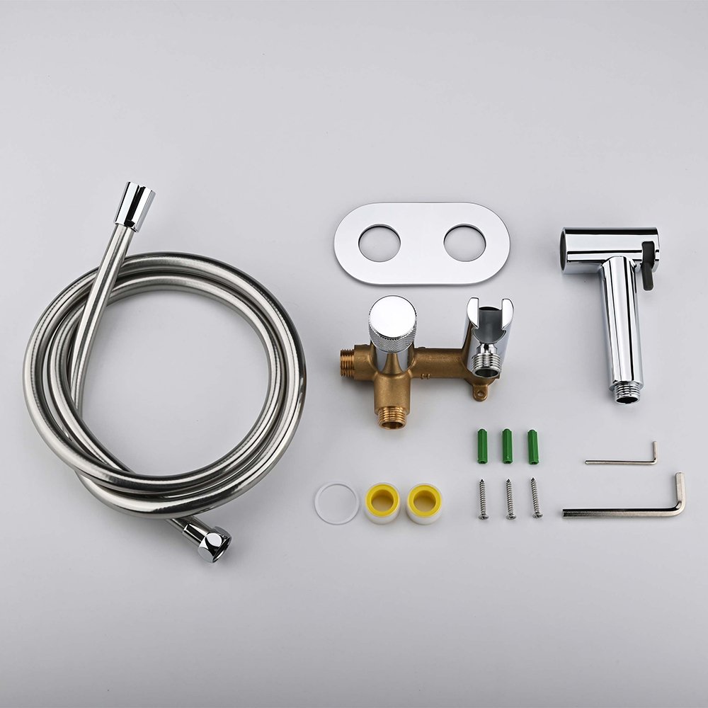 Stainless steel toilet companion set, household bathroom triangle valve spray gun, one in and two out