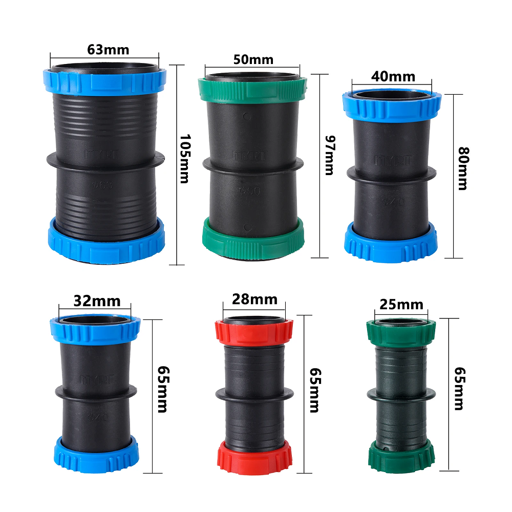 Farm Irrigation System Water Belt Repair Coupling PE Compression Fitting Hose Connector Drip Irrigation Rain Pipe Fittings