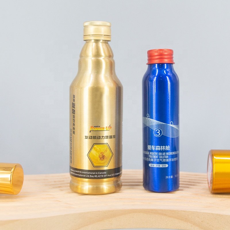 Custom wholesale empty aluminium bottles food grade cosmetics packaging bottle with screw cover