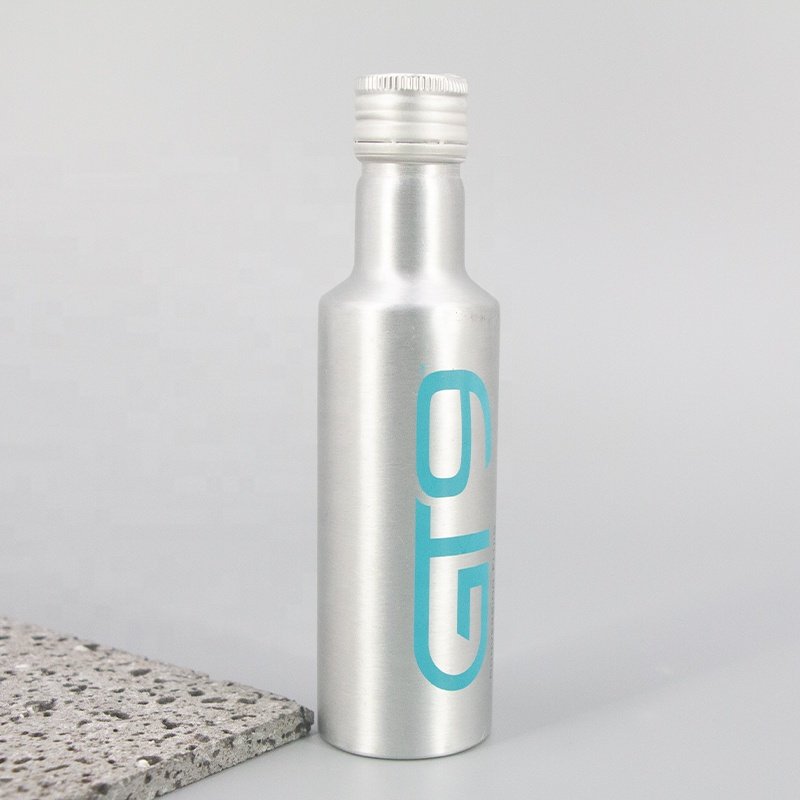 Custom wholesale empty aluminium bottles food grade cosmetics packaging bottle with screw cover