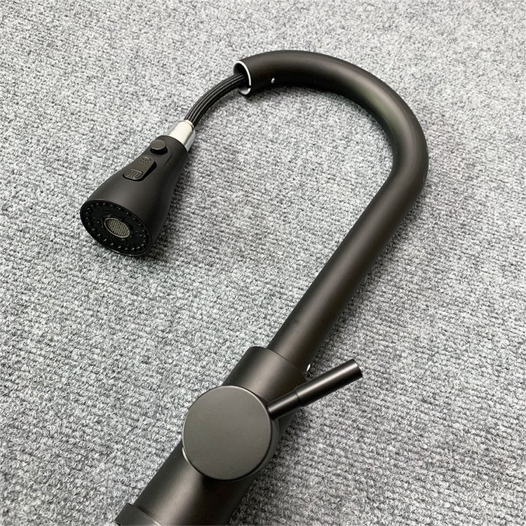 BM- 3099 Modern Wall-Mounted Black Silver Pull-Out Hot Cold Water Tap Ceramic Valve Core Zinc Single Handle Kitchen Faucet Mixer