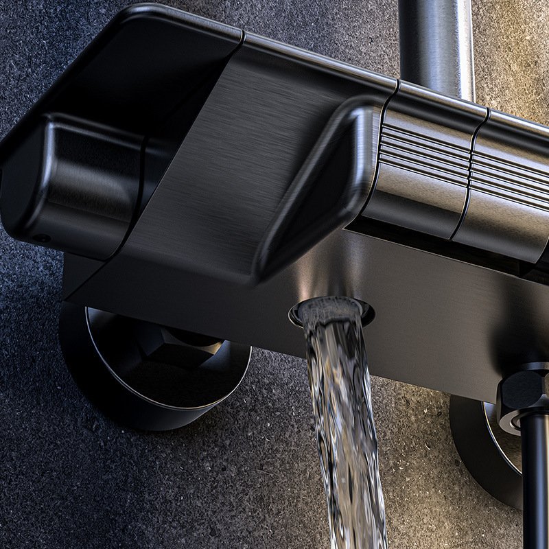 Gun gray intelligent digital display shower head button supercharged bathing machine constant temperature
