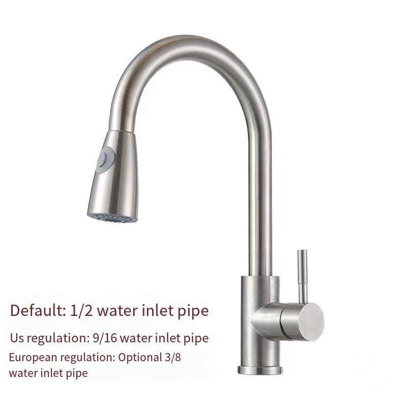 Hot Cold Rotating Stainless Steel Faucet Pull-Down Design Ceramic Valve Core Modern Extendable Shrinkable Kitchen Sink Faucet