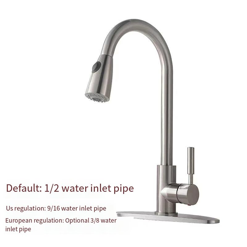 Hot Cold Rotating Stainless Steel Faucet Pull-Down Design Ceramic Valve Core Modern Extendable Shrinkable Kitchen Sink Faucet