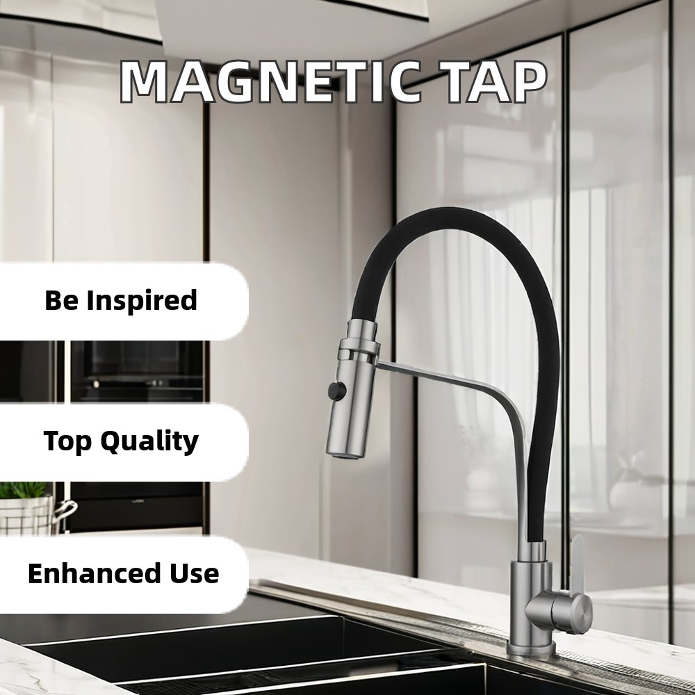 Modern Single Handle Kitchen Faucet with Pull down Silicone Magnetic Tap Adjustable Water Sink Faucet with Ceramic Valve Core