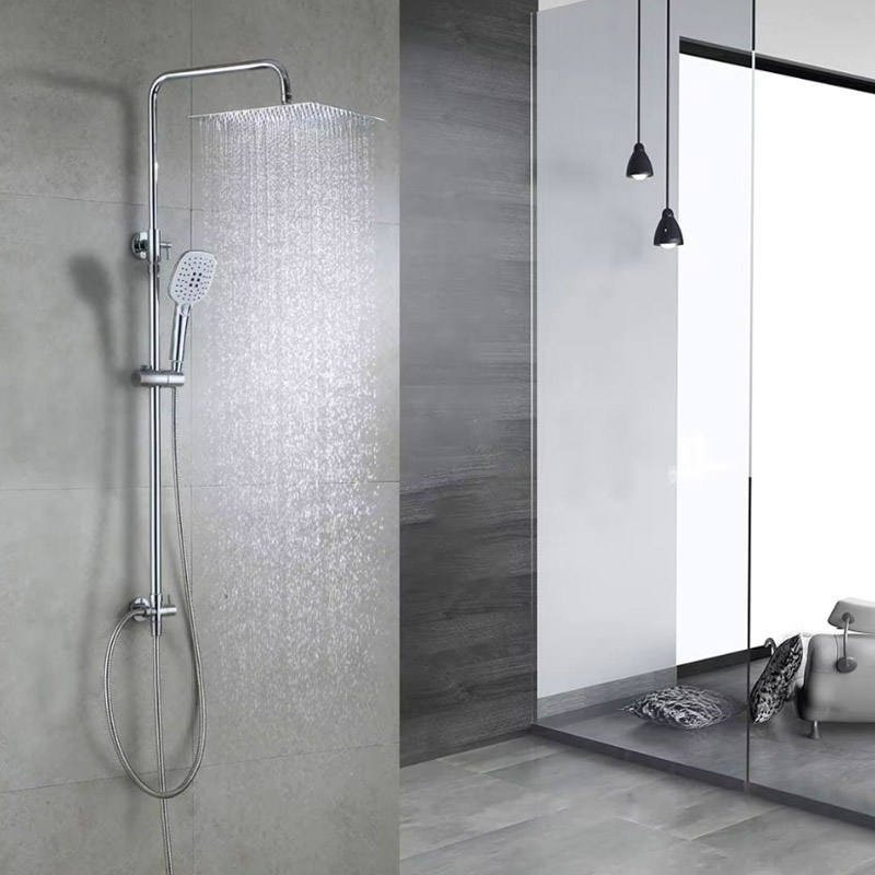 2024 Classic Rain Mode Single Cold Silver Round Spray Brass Valve Core Polished Stainless Steel Bathroom Rainfall Shower Set