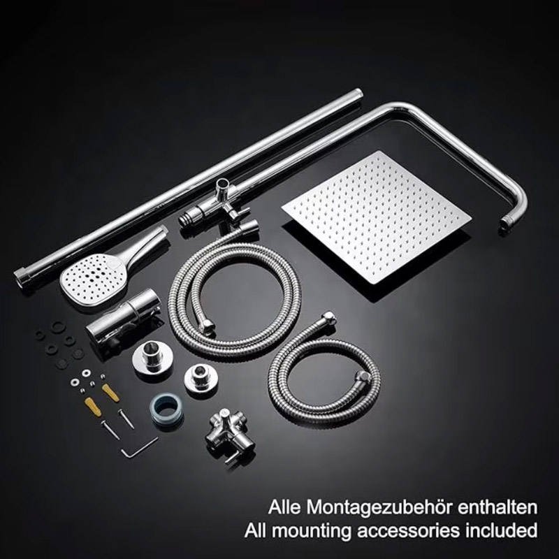 2024 Classic Rain Mode Single Cold Silver Round Spray Brass Valve Core Polished Stainless Steel Bathroom Rainfall Shower Set