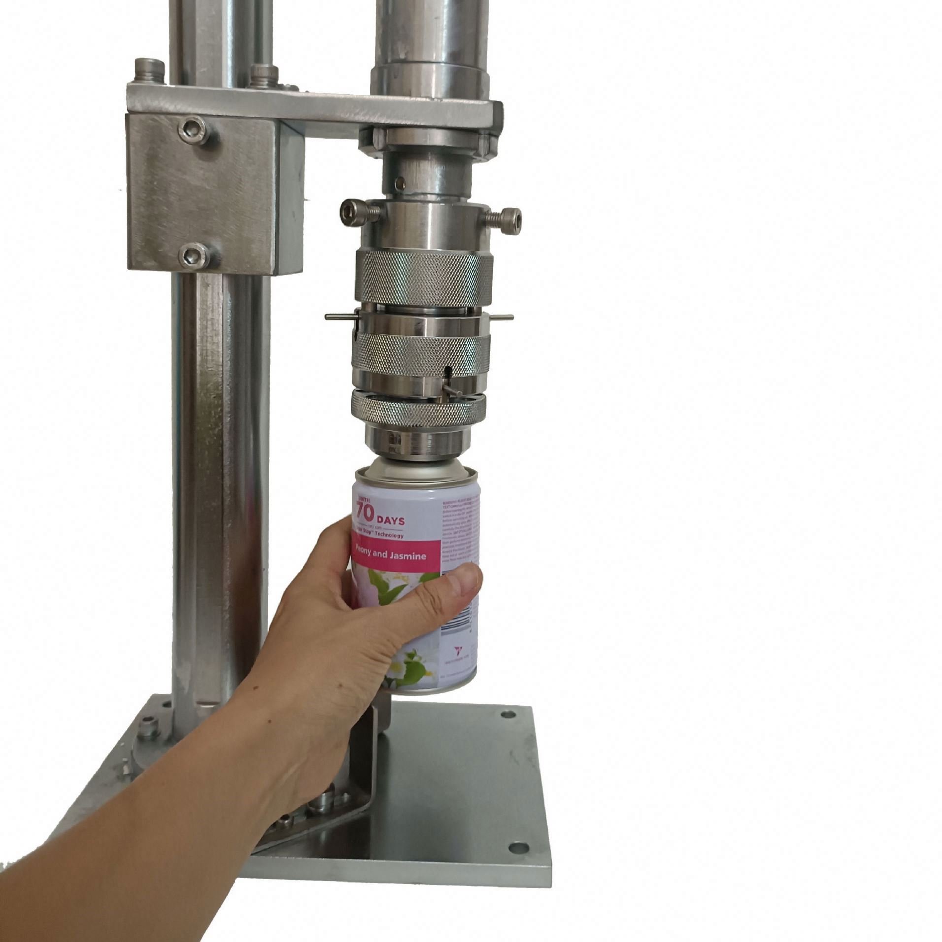 TEBAK semi automatic aerosol filling and crimping machine manual aerosol cans sealing machine