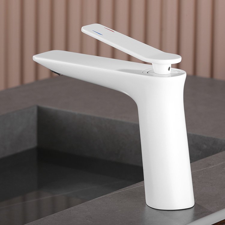 Kidolux Bathroom Faucet Single Hole Bathroom Sink Faucet Matte White Single Handle Vanity Basin Faucet with pop-up Drain