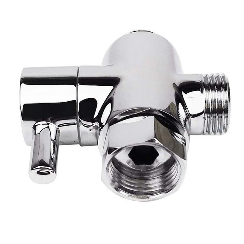 G1/2 Female Inlet x G1/2 & G3/4 Outlet, Hand Held Showerhead and Fixed Spray Head Chrome Diverter Valve for Shower Arm
