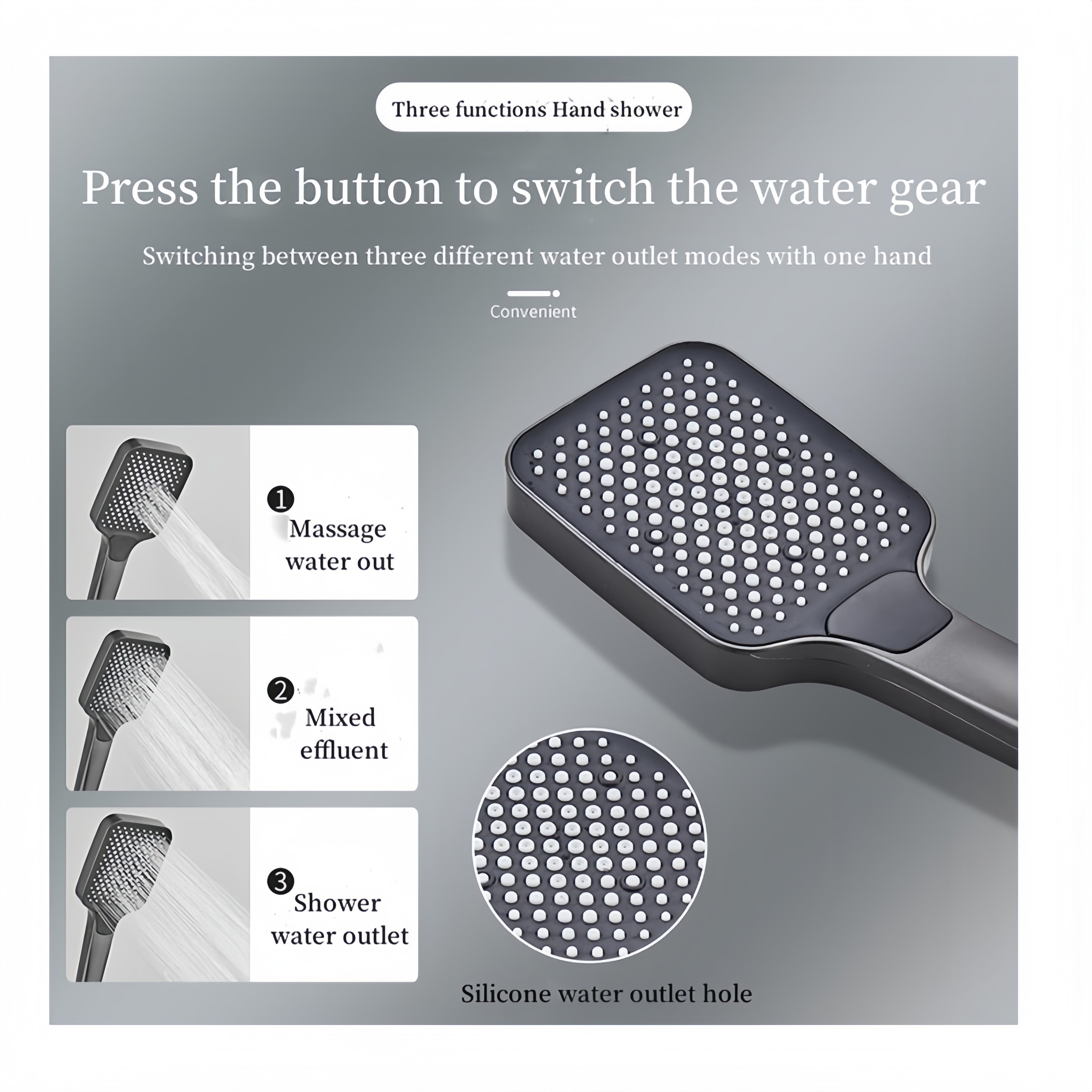 Gray Bathroom Digital Display Faucet Shower System Brass Material Hot Cold Functional Tap Rain Jet Spray Pattern Ceramic Valve
