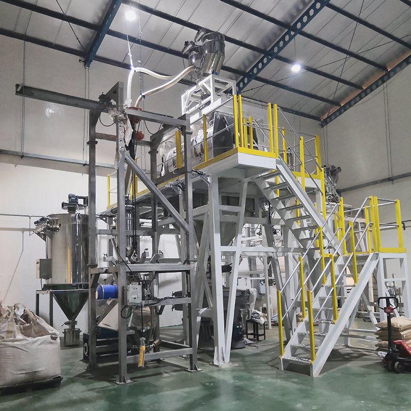 Food Powder Manufacturing Plants Spice Plough Mixer Mixing And Packing Production Line With Liquid Spraying