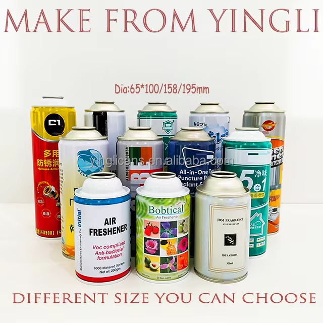 Customized logo print 65*100mm aerosol spray can metal tin empty aerosol tin can for air freshener spray