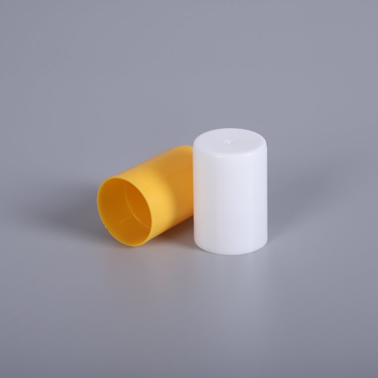 15 mm yellow white perfume spray pump aerosol plastic cap with valve actuator