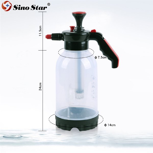 Garden Pump Sprayer with Adjustable Nozzle & Safety Relief Valve for Plants Home Cleaning and Car Washing(2L Transparent)
