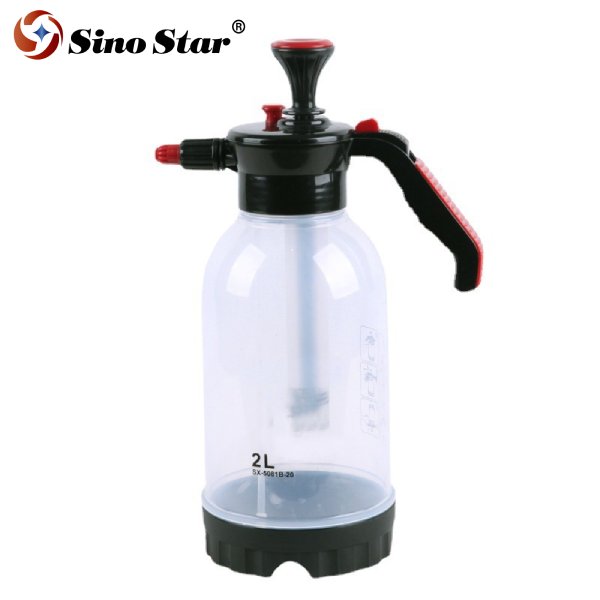 Garden Pump Sprayer with Adjustable Nozzle & Safety Relief Valve for Plants Home Cleaning and Car Washing(2L Transparent)