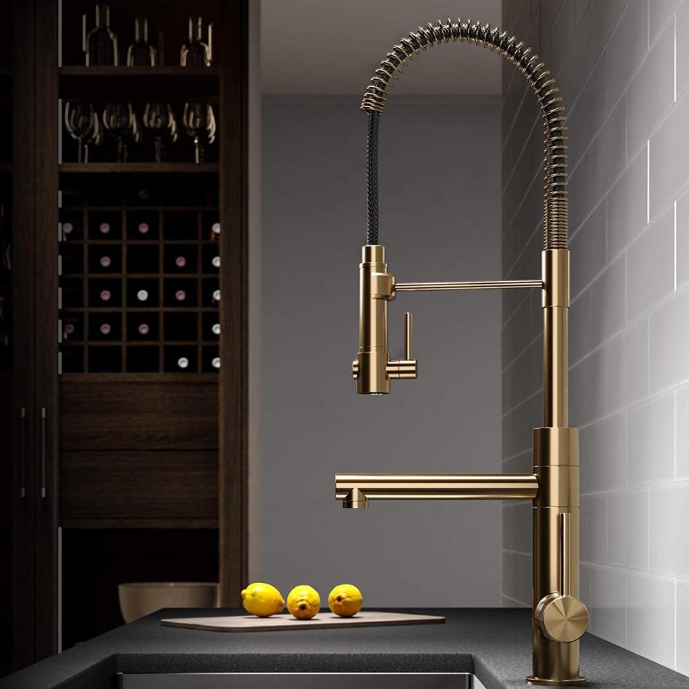 Hot Selling Pull Down Spring Kitchen Faucet with Sprayer, Stainless Steel Brushed Nickel Single Handle High Arc Pull Out Sprayer
