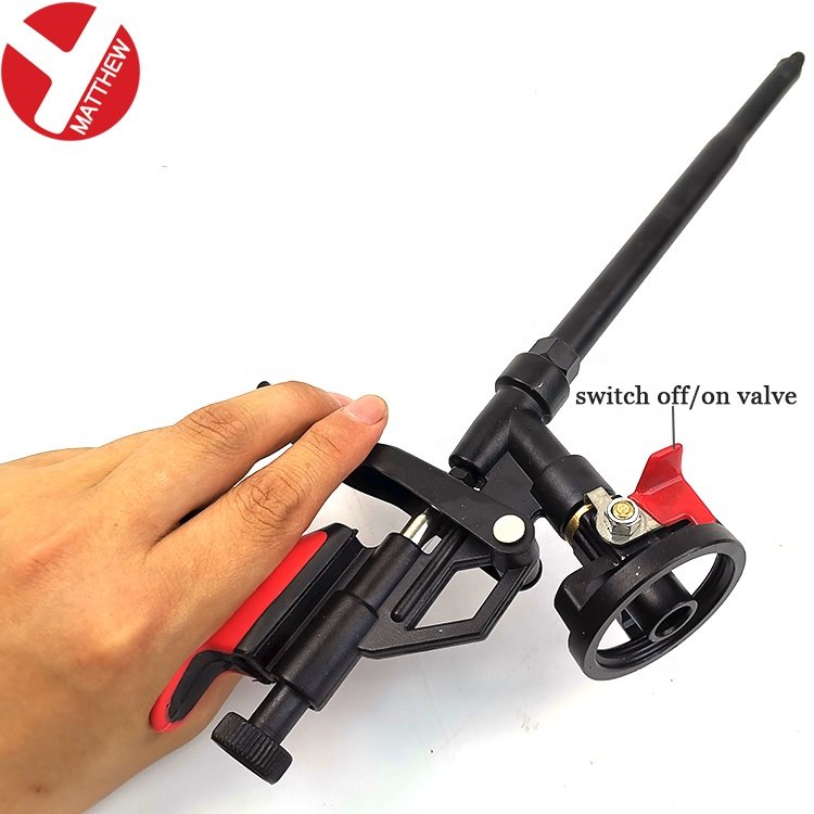 PTFE Coated Low Pressure Polyurethane Foam Spray Gun Steel Caulking Gun With Swith on/off Valve