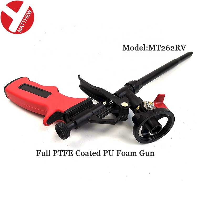PTFE Coated Low Pressure Polyurethane Foam Spray Gun Steel Caulking Gun With Swith on/off Valve