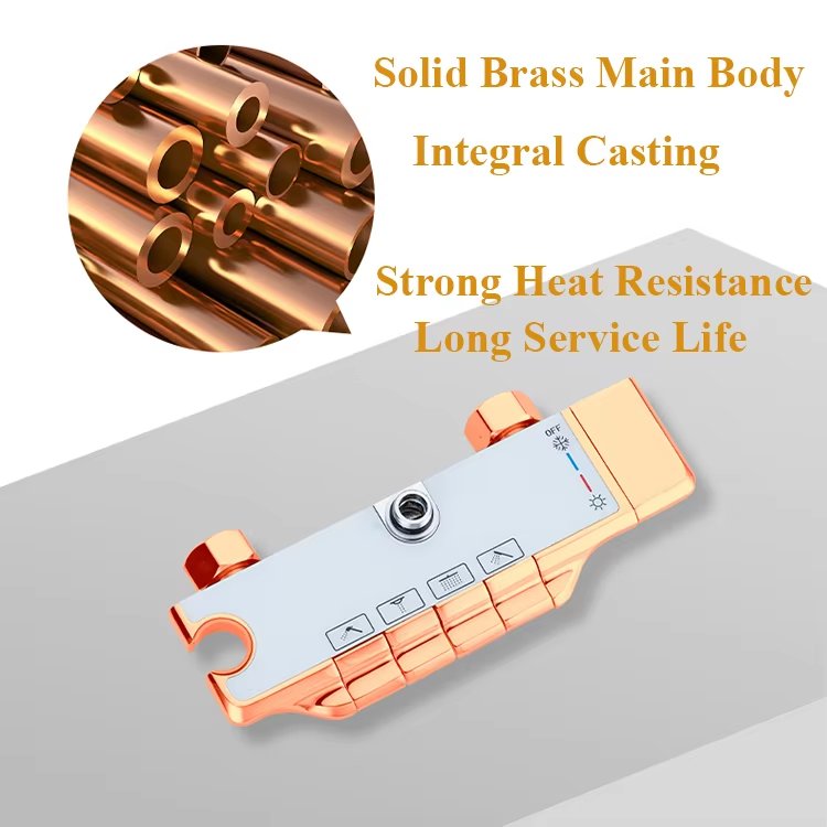 Smart Digital Display SS-1296 Shower Faucet System Gun Gray Brass Bathroom Piano Keypad 4 Way Chrome Brushed Finish Rain Soft