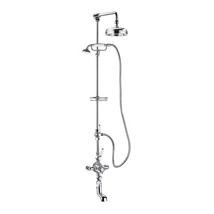 TMV-2&WRAS Brass Chrome Thermostatic Exposed valve With 18mm Rigid Riser Straight Shower Arm 8'' Rose