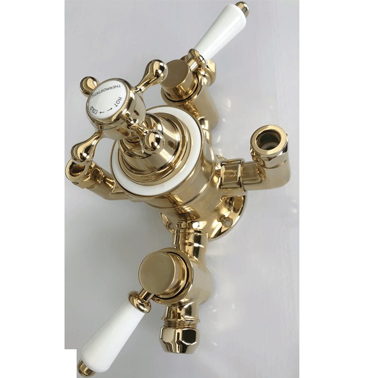 TMV-2&WRAS Brass Chrome Thermostatic Exposed valve With 18mm Rigid Riser Straight Shower Arm 8'' Rose