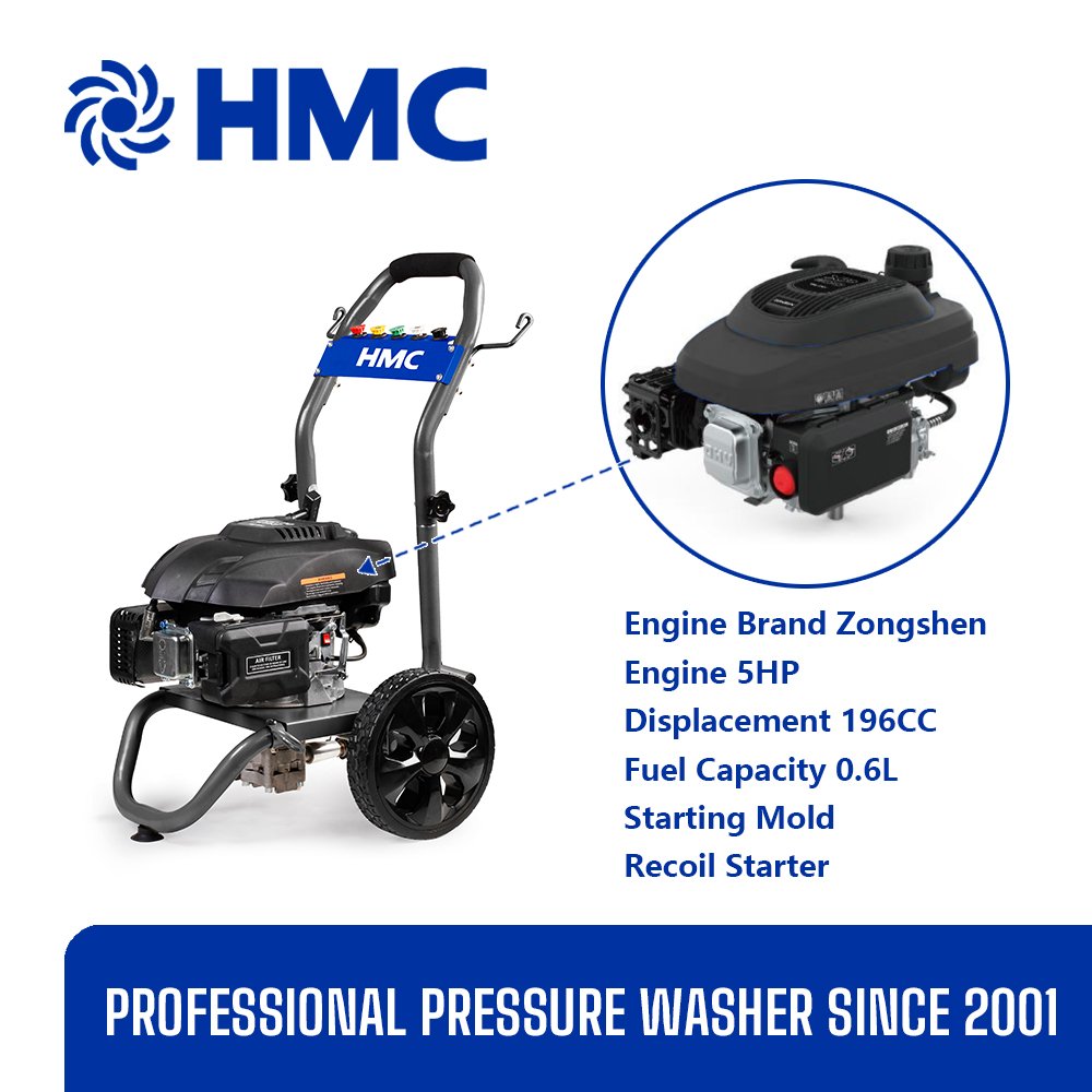 HMC 3000psi Commercial Pressure Washer Vertical Gas Engine With Auto Choke System for Cleaning