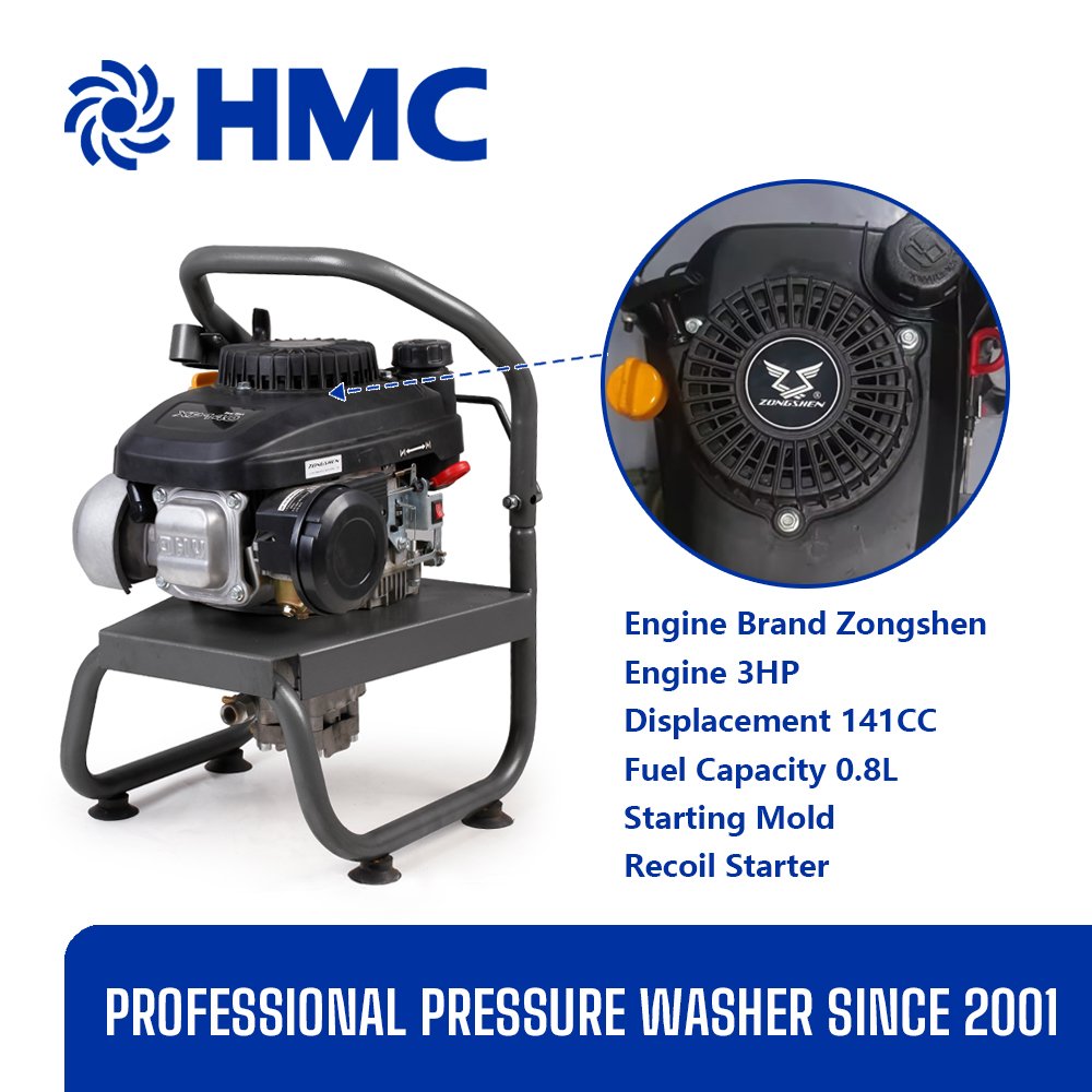 HMC Easy carry on portable powder coating steel frame 150bar car pressure washer with Axial Pump for Car Cleaning