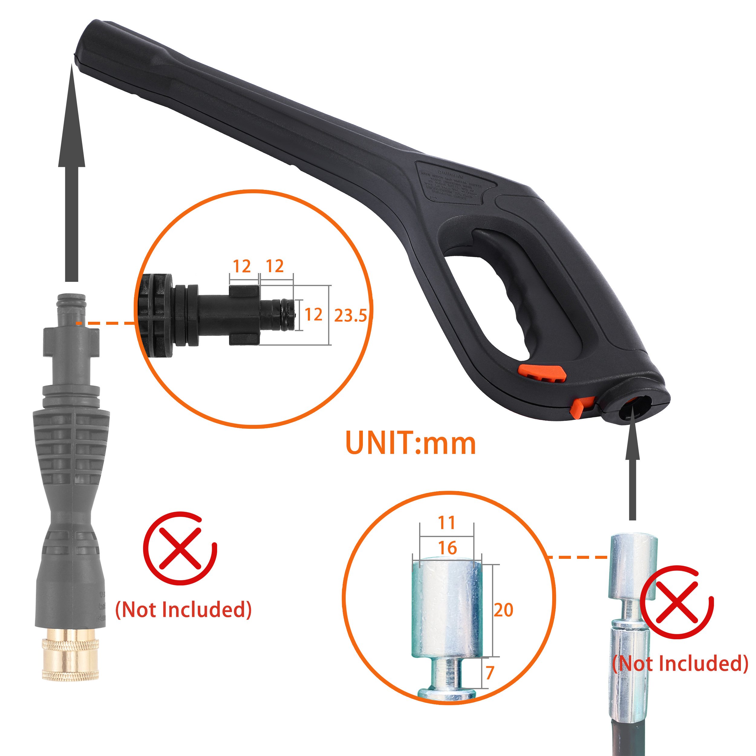 2000 Psi Pressure Washer Gun Car Wash Spray Gun Replacement Power Washer Gun Compatible Husky