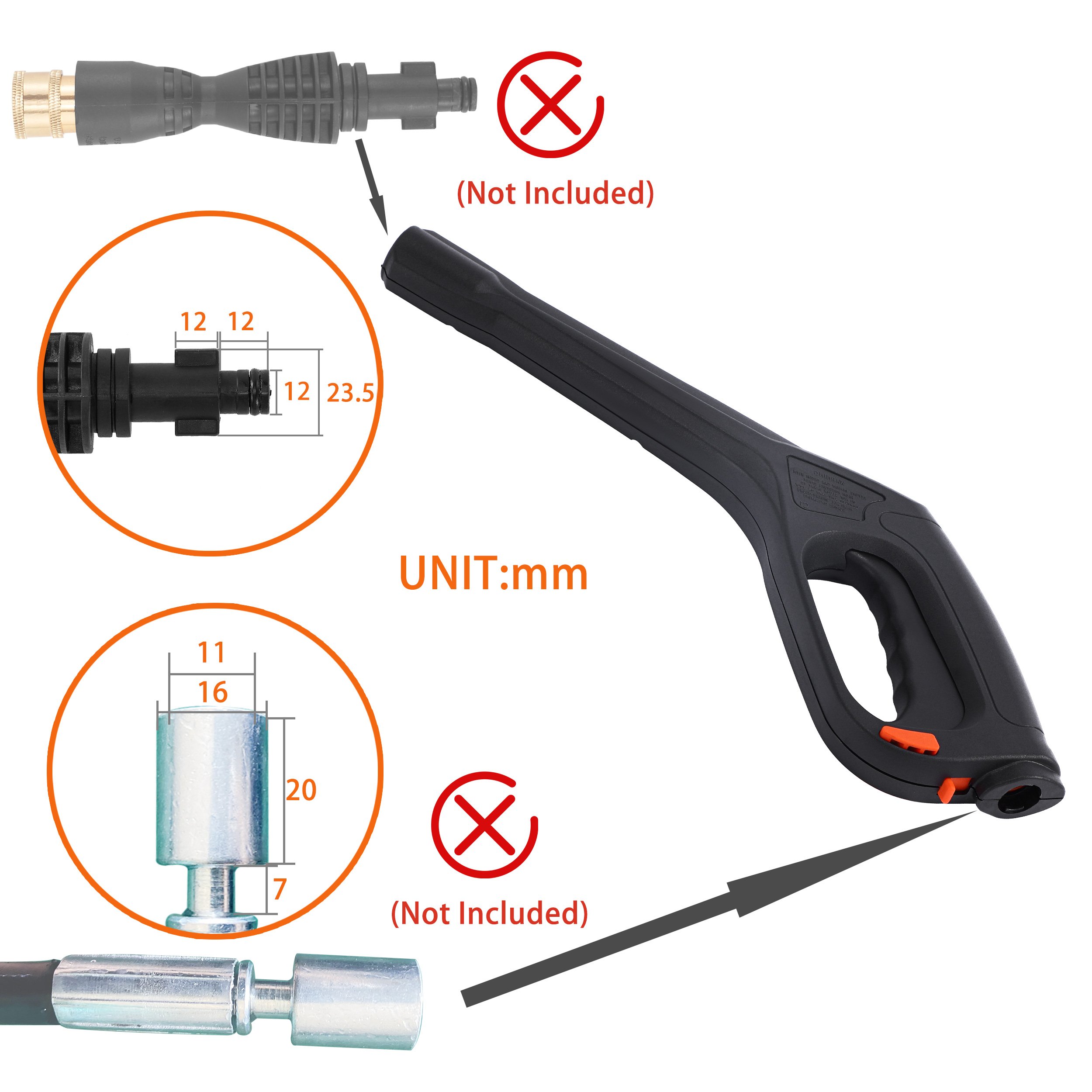 2000 Psi Pressure Washer Gun Car Wash Spray Gun Replacement Power Washer Gun Compatible Husky