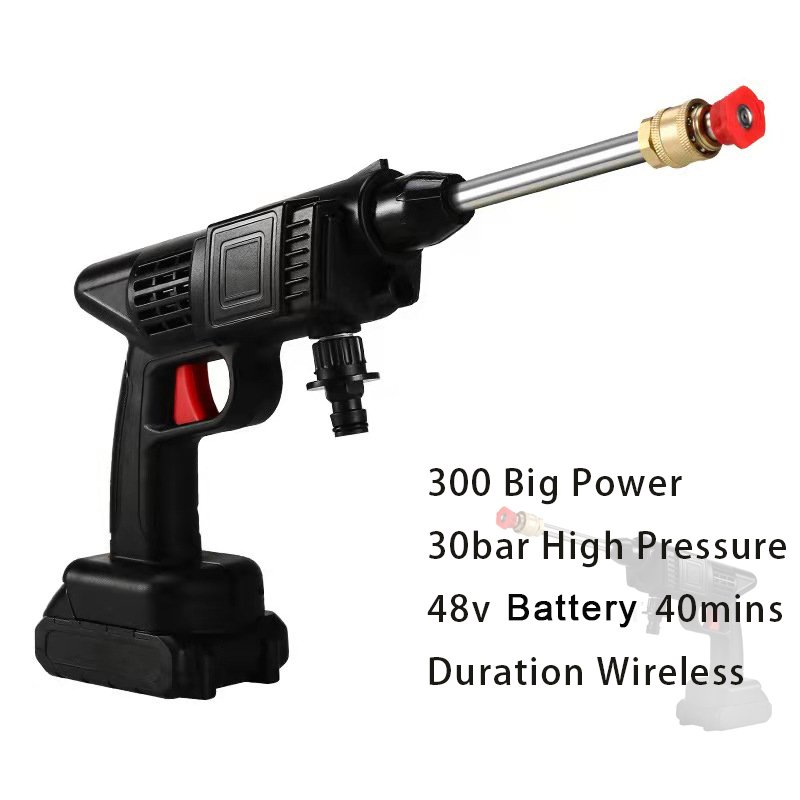 Portable Wireless Lithium Battery High Pressure Car Washer Metal Water Spray Gun for Car Wash Metal High Pressure Cleaning
