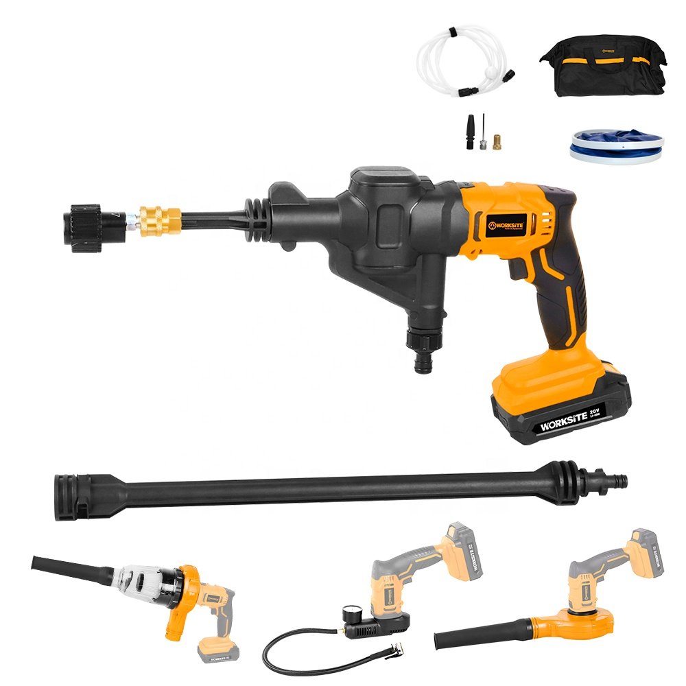 WORKSITE 20v Cordless 20V Max 4 in 1 High Pressure Washer consists of Pressure Washer, Inflator, Vacuum Cleaner and Blower