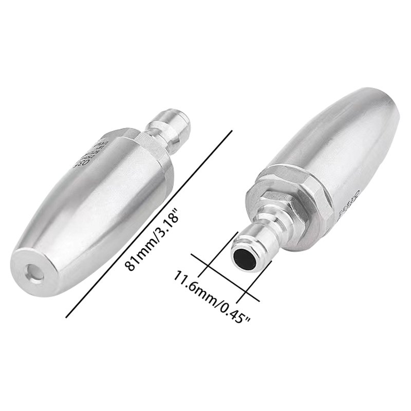 1/4'' High Pressure Quick Connect Spray Turbo Nozzle 360° Rotating Stainless Steel Material for Car Washer Water Gun