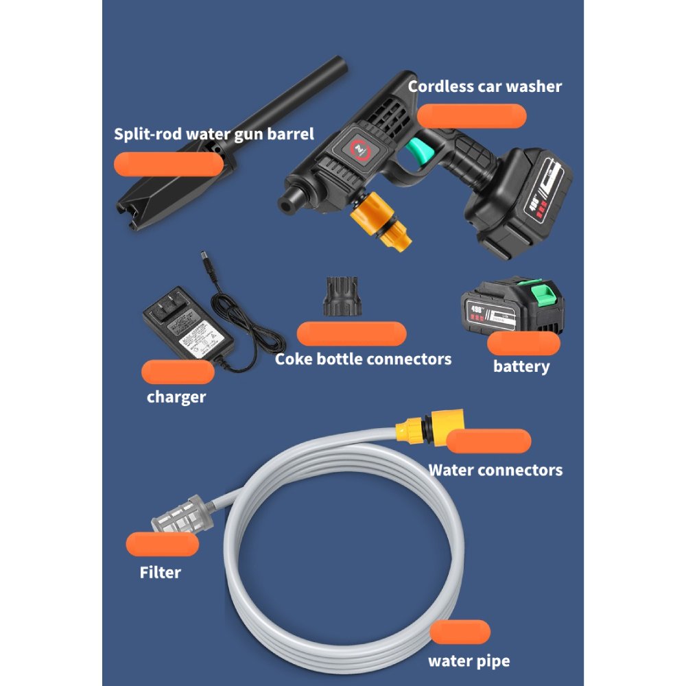 Portable 300W Auto Jet Car Washar Pressure Car Washer Tools Machine 21V lavadora de coche lave-auto autowaschanlage