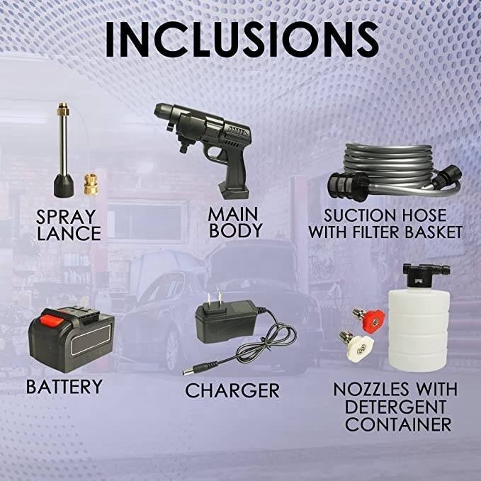 Portable Car Washing Machine High Pressure Water Spray Gun Car Wash Cordless Lithium Battery High Pressure Electric Water Gun