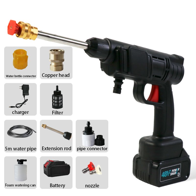 2024 New Portable Powerful High Pressure 24v Lithium Cordless Wireless Car Wash Water Jet Foam Gun Car Washer