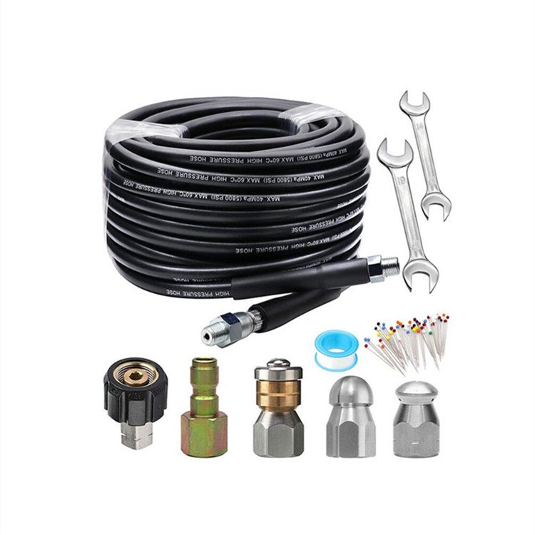 Sewer Jetter Kit for Pressure Washer -50 ft Hose,Drain Cleaning Hose, Button Nose & Rotating Sewer Jetting Nozzle