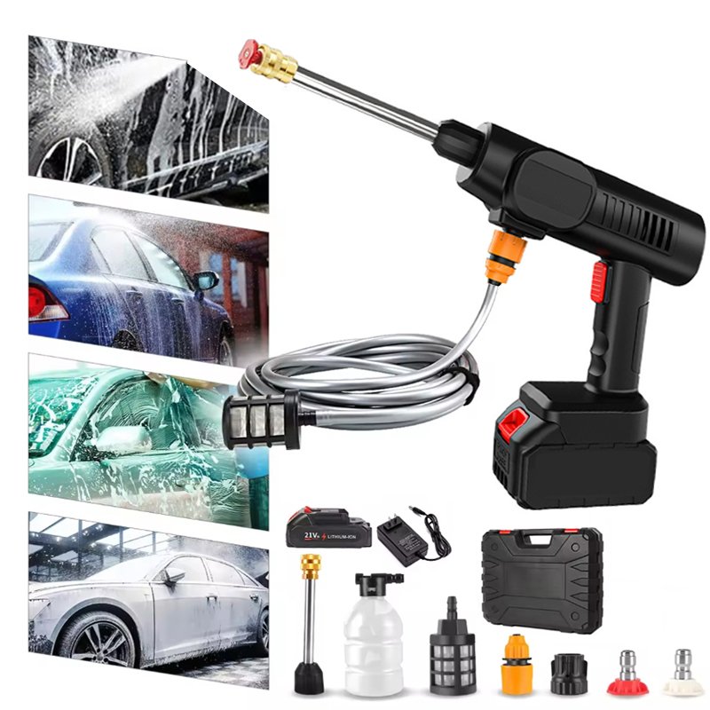 Electric portable mini wireless high pressure car cleaner washing washer gun