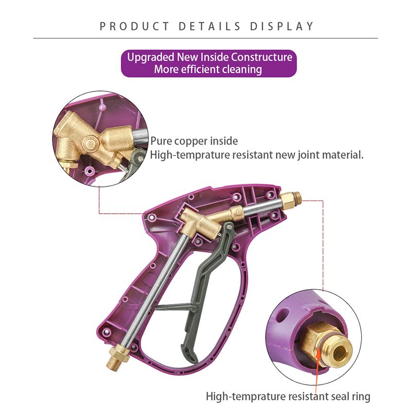 SPS Factory OEM High Pressure Steam Washer Gun Car Washer Brush Gun Hot Water Spraying Long Gun Car Wash 10pcs Kit