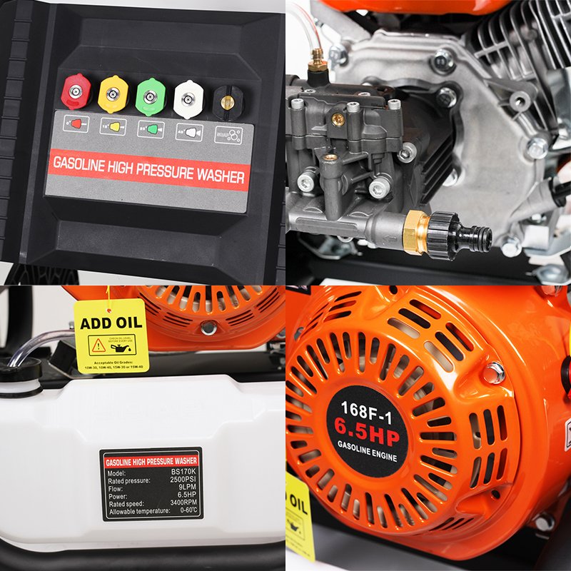 Bison Supplier 9Lpm 7Hp Car Washer 170Bar 2500Psi Low Fuel Consumption High Pressure Washer With Wheels