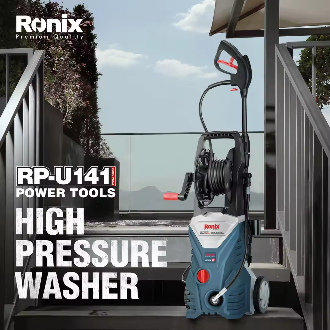 Ronix RP-U141 1650W Carbon Brush Motor 140Bar Blue Portable High Pressure Car Washer 5L/min Car Wash Machine Automatic
