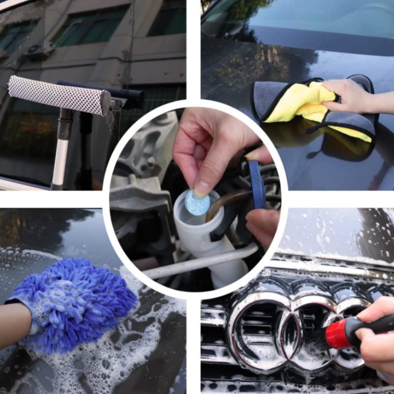 24pcs Flexible Brush Multifunction Car Washing Tools With Bag Electric Drill Brush Gloves Car Towels Glass Wiper for car
