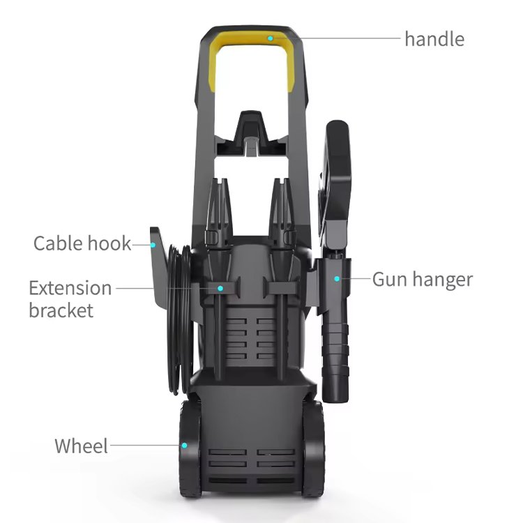 High Power 1800W Mobile Portable High Pressure Cleaner Machine Water Gun With Hose Reel 150Bar Pressure Car Washer Machine