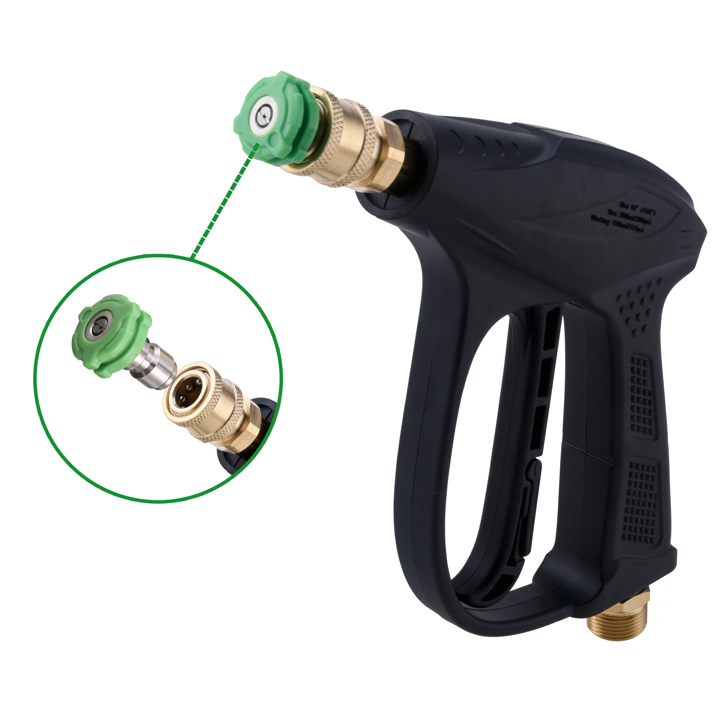 Pressure Washer Spray Gun Power Washer Gun Short Handle Gun With 5 Color Nozzles