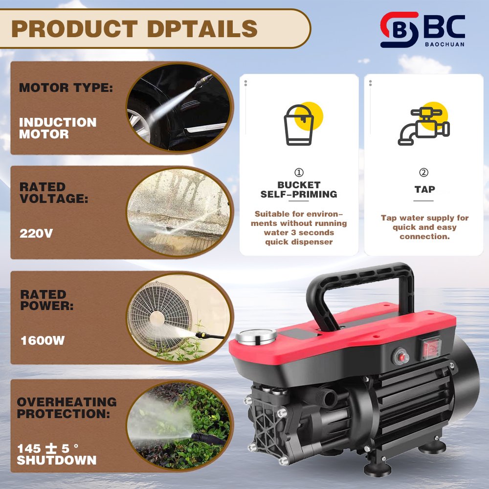 BC-053002 Multi functional electric portable high pressure car washer washing machine