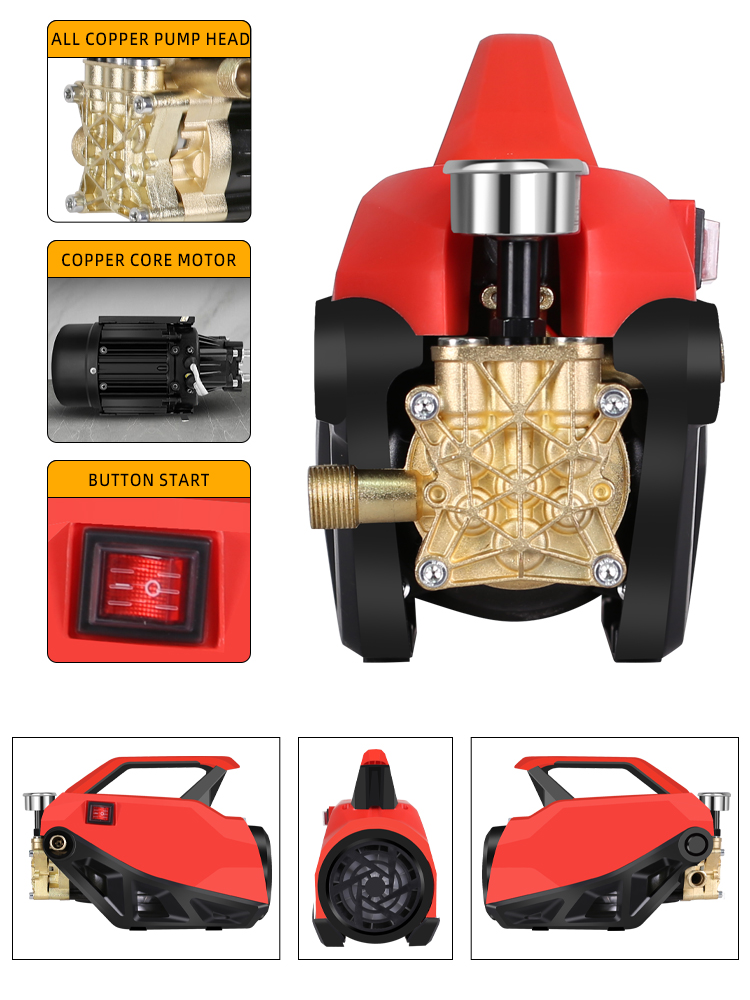 Max Flow Rate Hose Reel Rack Aluminum Handle Pressure High Pressure Steam Cleaner 220v Car Washer With Washing Sprayer Foam Gun