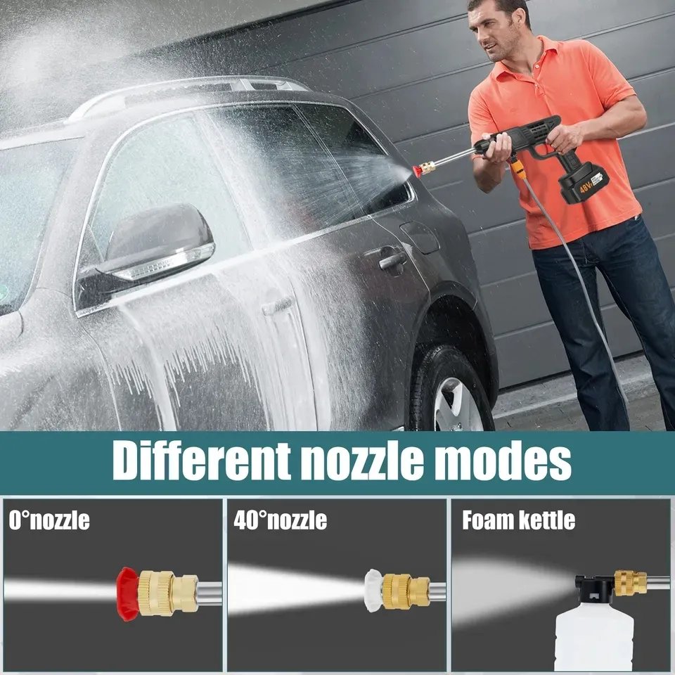 Lithium Battery Portable Car Washing Spray Gun High Pressure Power 21V Cordless Car Washer Water Gun Set