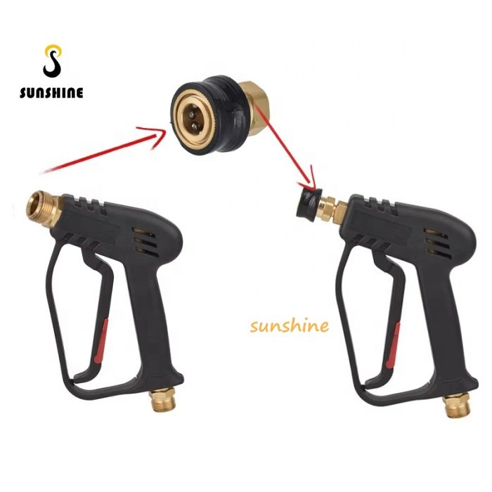 SS 4000PSI 1/4" Loose Quick Insert Pure Copper Male Adapter High-pressure Cleaning Water Gun Connector Car Washing Fitting Black