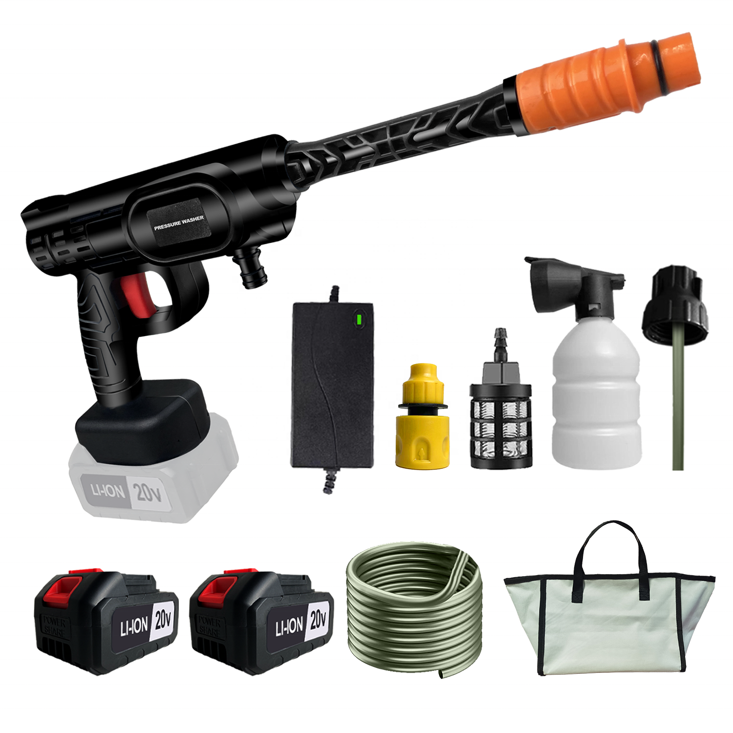 20V Lithium Battery Cordless High Pressure Car Washer with two battery
